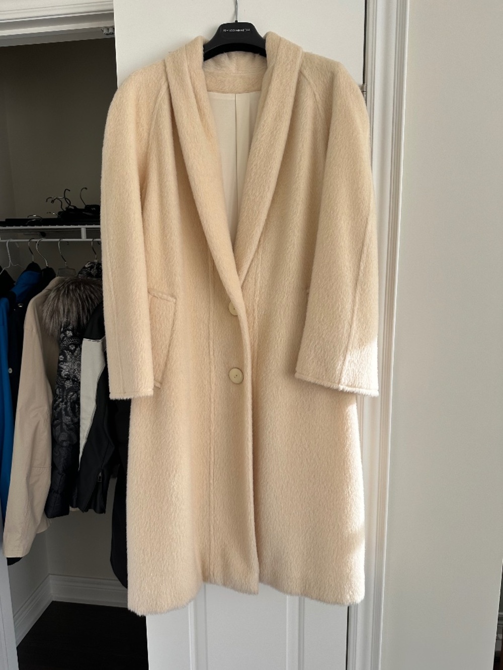 Cream color ladies winter wool coat